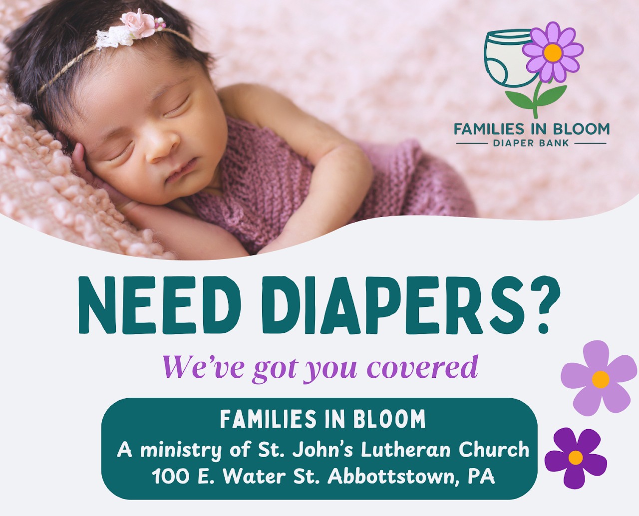 Families in Bloom diaper bank flyer